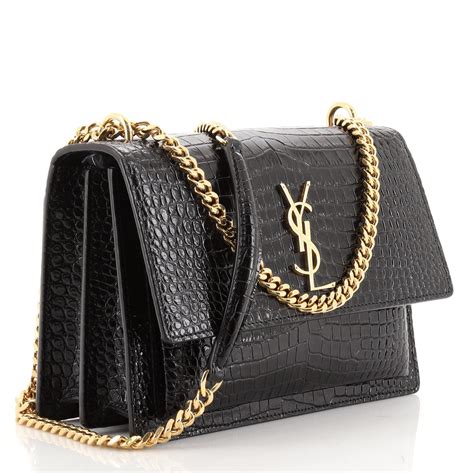 YVES SAINT LAURENT Sunset Crocodile Embossed Leather .